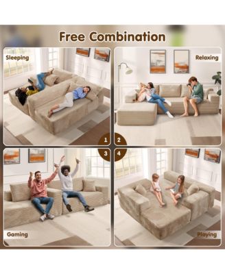 No Assembly Required Cloud Sectional Sofa, L-Shape Couch Chaise Lounge with Deep Seat and Wide Armrest for Living Room Bedroom