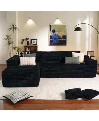 104" No Assembly Required Cloud Sectional Sofa, L-Shape Couch Chaise Lounge with Deep Seat and Wide Armrest for Living Room Bedroom