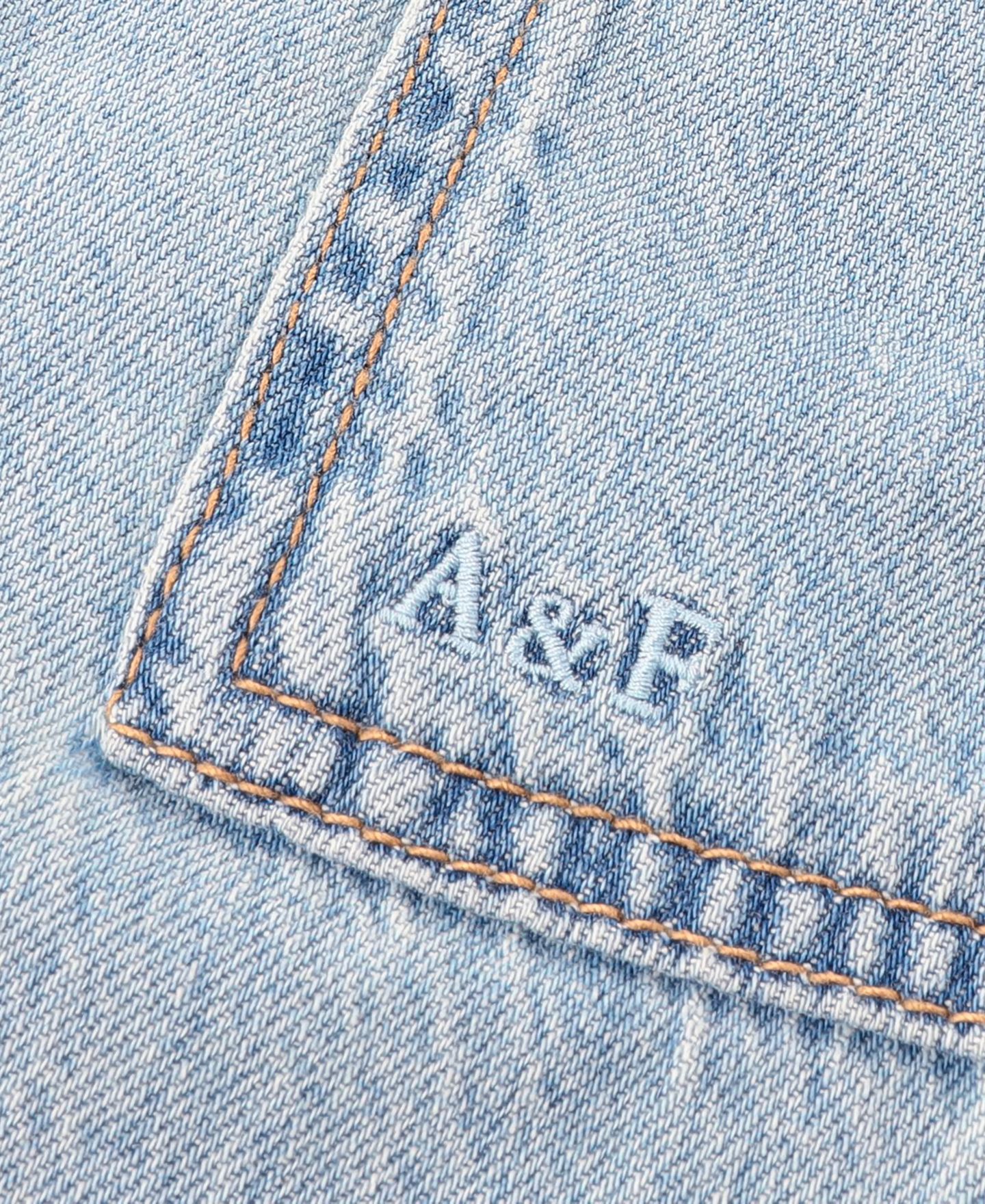 Детский комплект abercrombie kids для девочки: топ с рюшами и джинсовые брюки, цвет: Синий — фото 4