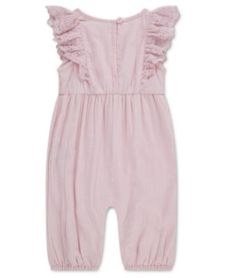 Baby Girls' Flutter Sleeve Eyelet Jumpsuit