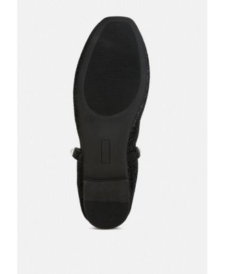 Womens Corphee Pearl Strapped Glitter Ballerinas