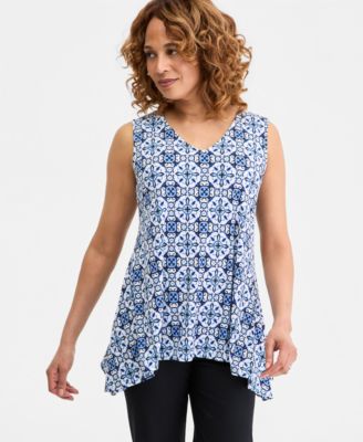 Women's Printed Sleeveless Vneck Knit Top