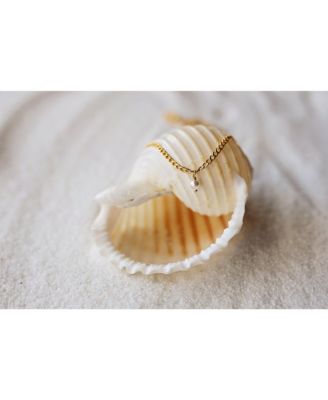 Filled Curb Chain With Mini Pearl Charm Necklace