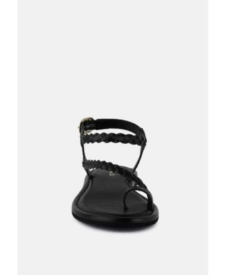 STALLONE Womens Braided Flat Sandals