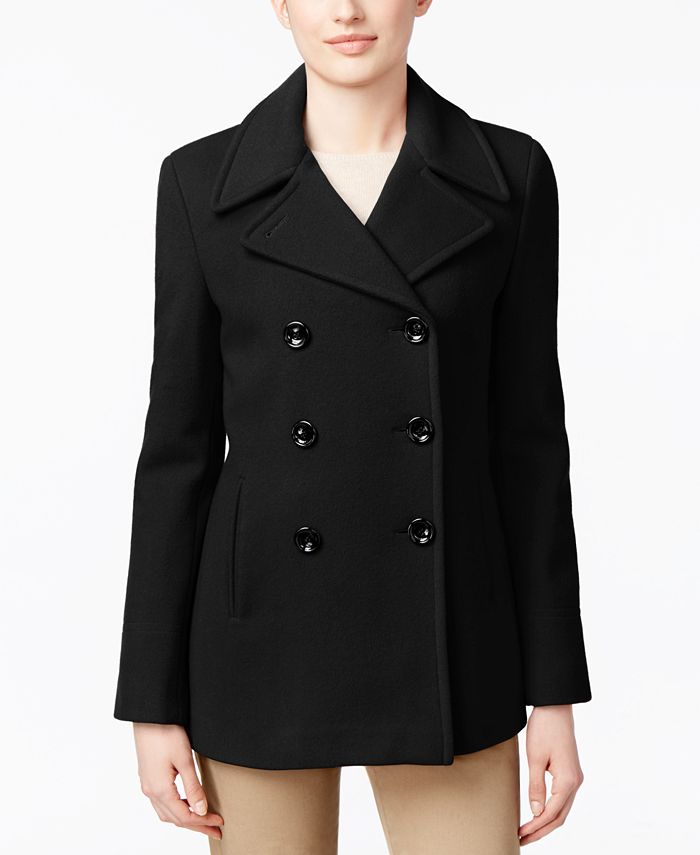 Calvin Klein Petite Double-Breasted Peacoat & Reviews - Coats & Jackets -  Petites - Macy's