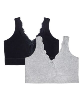 Women's Full Coverage Wireless Cotton Bralette, 2 Pack