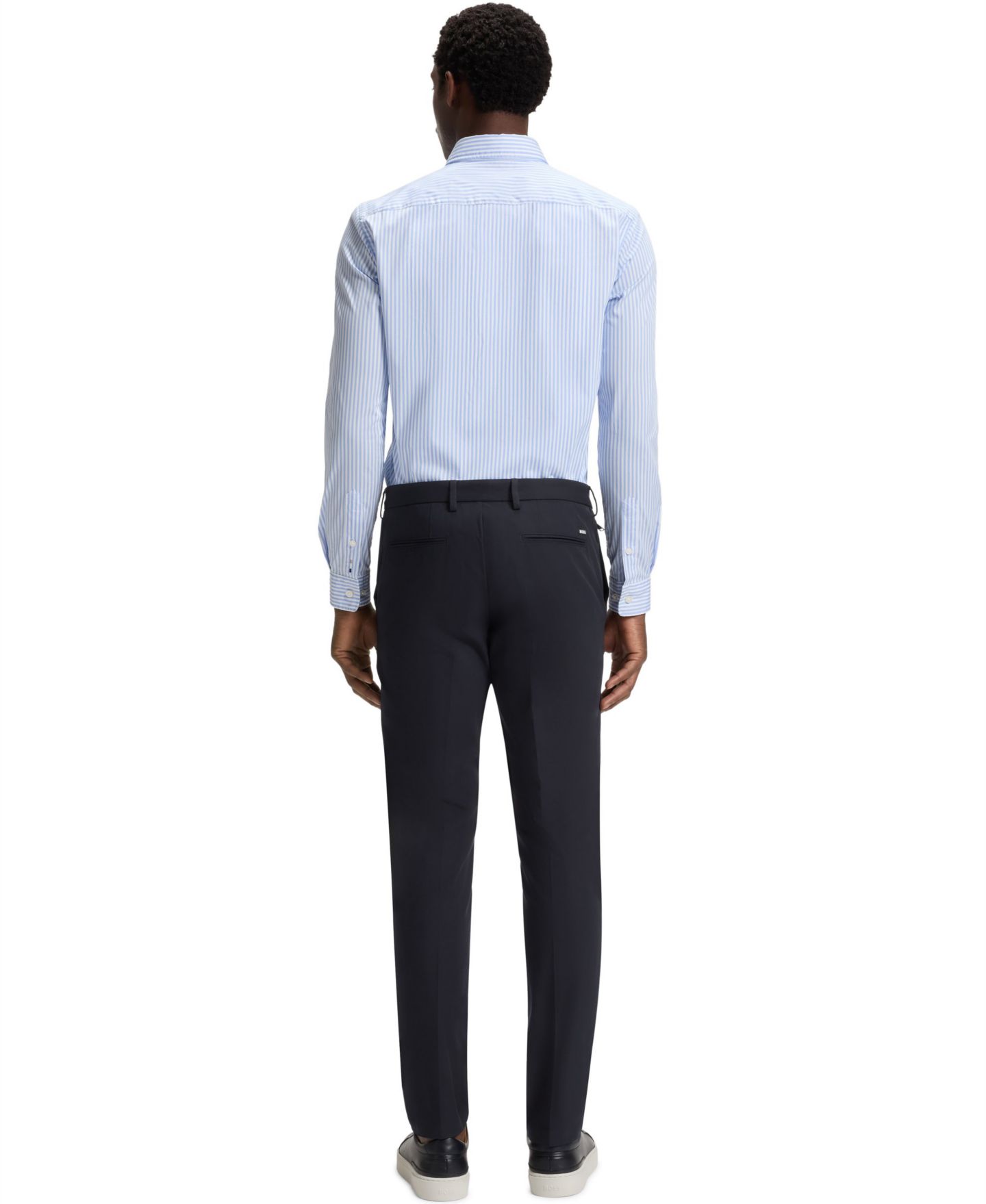 Мужские брюки Hugo Boss Stretch Cotton Blend Slim-Fit, цвет: Тёмный синий — фото 3