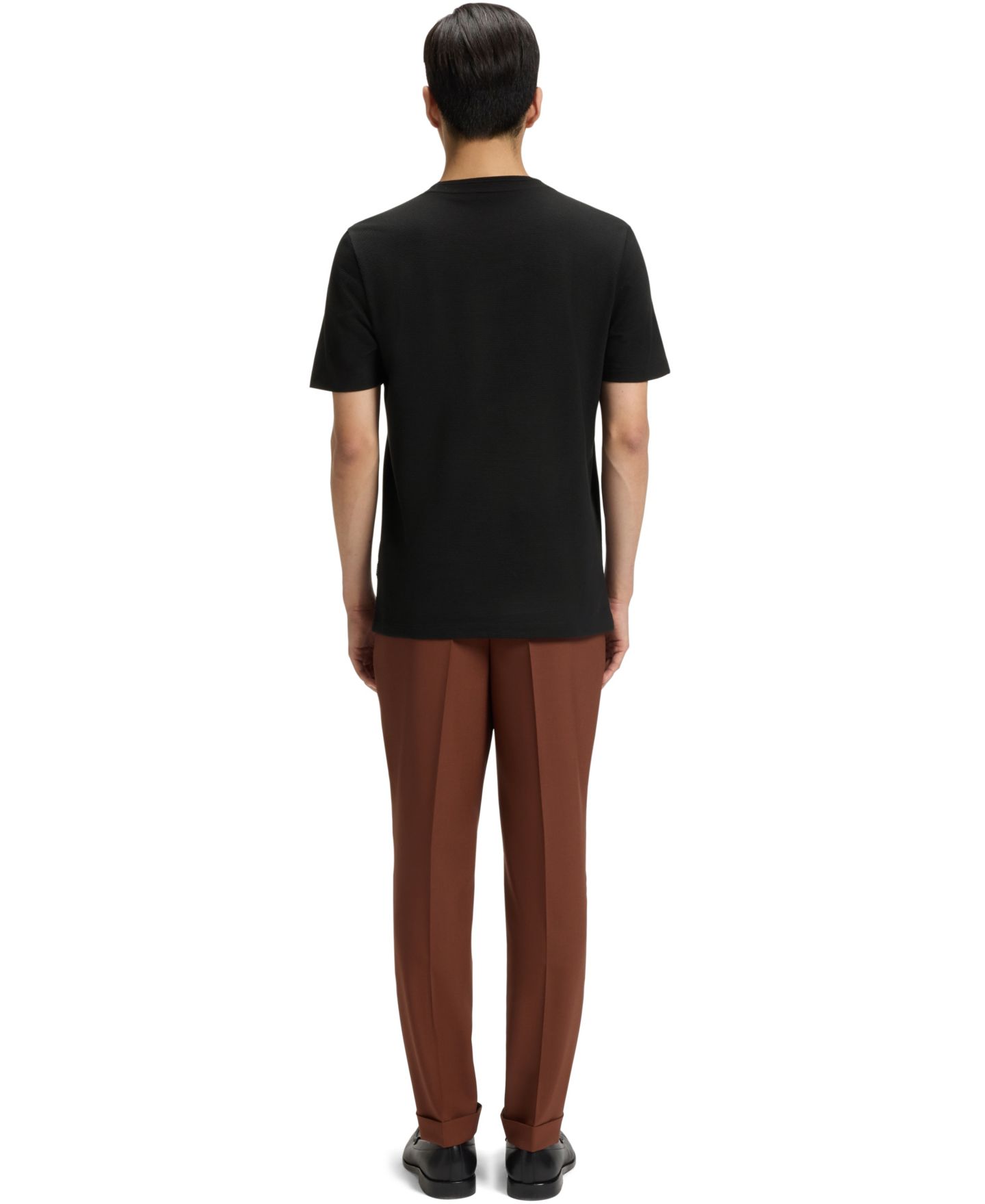 Мужская футболка Hugo Boss Cotton-Blend Bubble-Jacquard Structure, цвет: Чёрный — фото 3