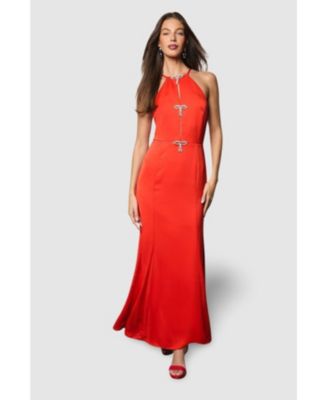 Women's Diamante Bow Halter Maxi Dress