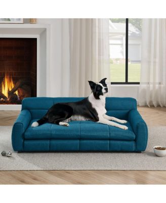 Oversized Linen Dog Sofa Bed, Pet Couch with Armrest and Backrest for Large and Oversized Dogs