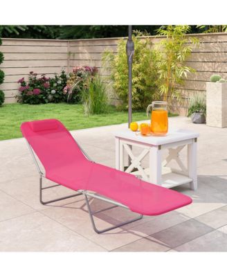 Foldable Reclining Pool and Beach Chair w/ Pillow,