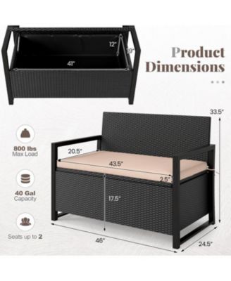 Patio Wicker Loveseat with Hidden Storage Bench for Outdoors