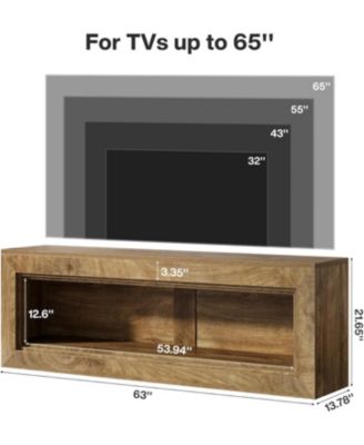 63" TV Stand for 55/60/65/75-Inch TVs, Rustic Extra Long Media TV Console