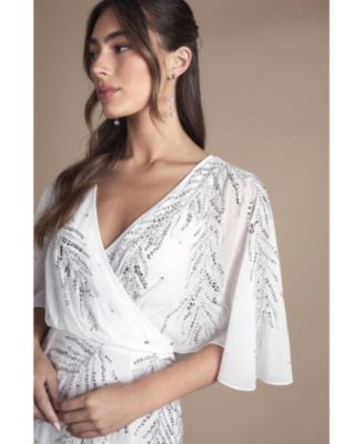 Women's Angel Sleeve Maxi Wedding Dress