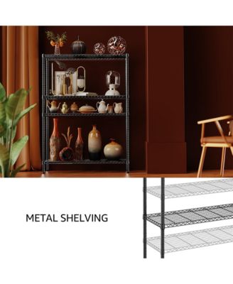 4- Tier Metal Storage Shelves, Adjustable Wire Shelving Rack for Garage, Basement, Warehouse, 1400 Lbs Capacity
