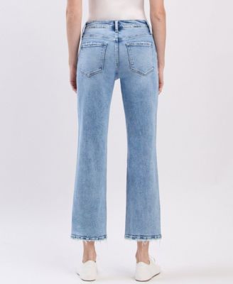 Women's High Rise Distressed Ankle Straight Jeans