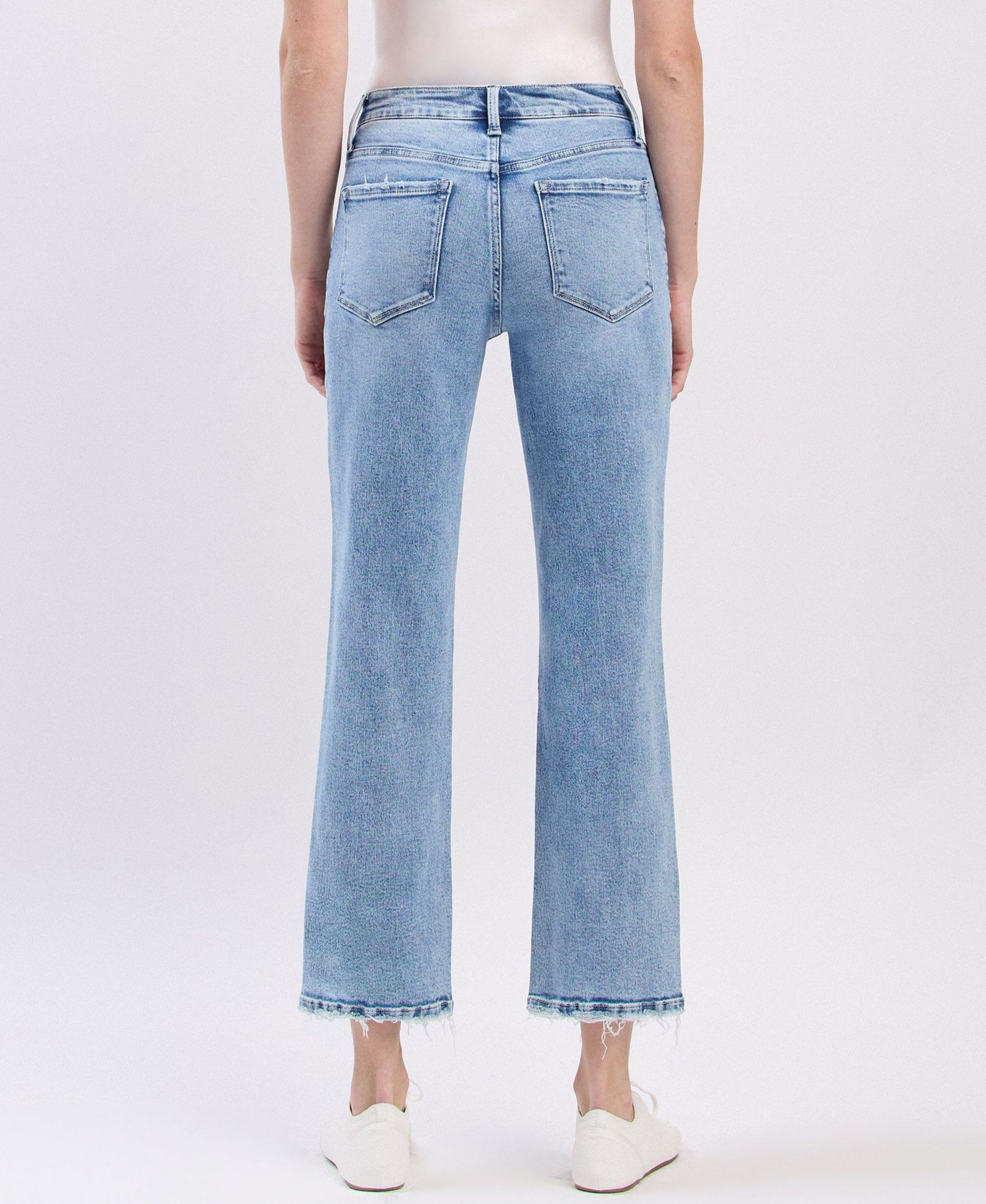 Women's High Rise Distressed Ankle Straight Jeans