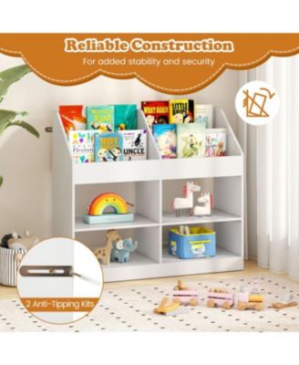 Kids 3-Tier Bookshelf with Display Rack and Toy Storage
