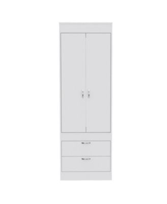 Lisboa Armoire Double Door 2 Drawers Hanging Rod Metal Handles