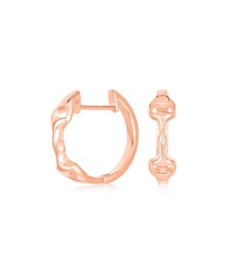 Western Equestrian Horse Bit Hoop Earrings Rose Gold Plated .925 Sterling Silver