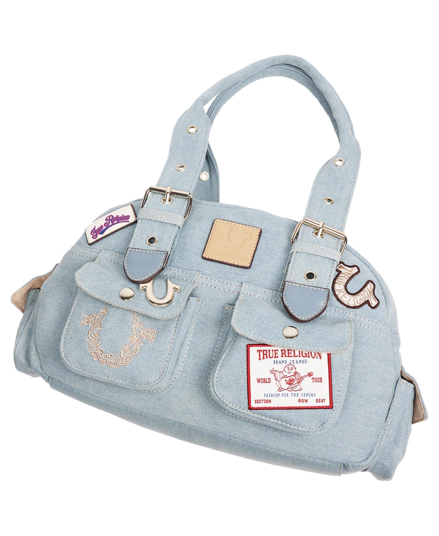 Multi-Patch Denim Satchel