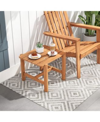 Patio Teak Wood Side Table with Slatted Top for Yard or Garden