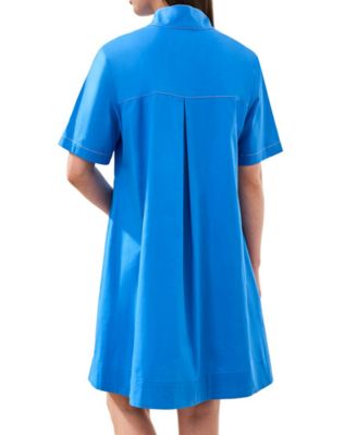 Women's Button-Front Stretch Poplin A-Line Dress