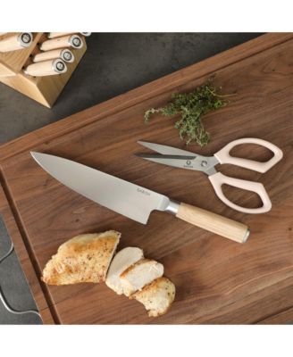 High-Carbon 1.4116 German Steel 15 Piece Full Tang Forged Cutlery Kitchen Knife Block Set - Light Pakka Wood Handle