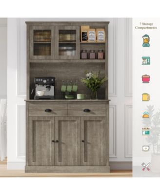 Tall Storage Cabinet - Freestanding Kitchen Pantry Cabinet with Drawers and Adjustable Shelves.