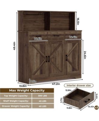 Sideboard Buffet Cabinet Open Rack Door and Drawer Microwave Stand for Kitchen