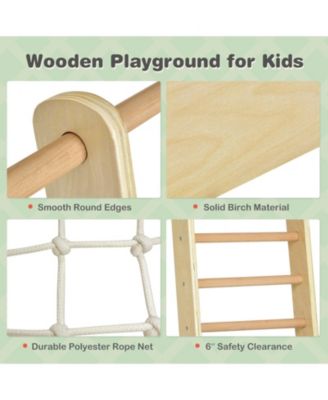 Indoor Playground Climbing Gym Wooden 8-in-1 Climber Playset for Children