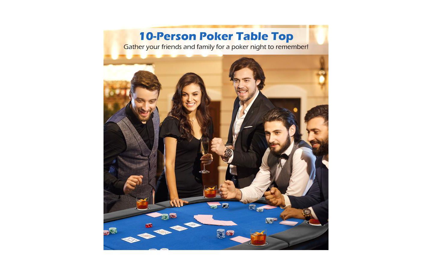 Детские игрушки HONGGE Portable 84 x 42 Inch 10-Player Foldable Padded Poker Table Top-Blue, цвет: Синий — фото 9