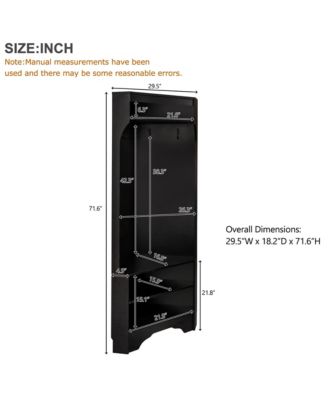 Corner Hall Tree - Versatile Entryway Coat Rack with 4 Hooks and Adjustable Shoe Shelf for Living Room, Hallway