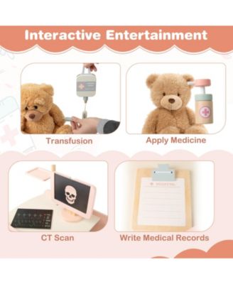 Pretend Play Doctor Kit for Toddlers with Wooden Cart