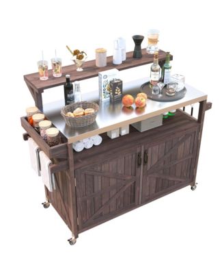 78.3" Outdoor Kitchen Island with Foldable Grill Table