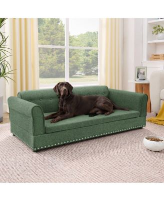 Modern Linen Dog Sofa Bed, Oversized Pet Furniture with Backrest