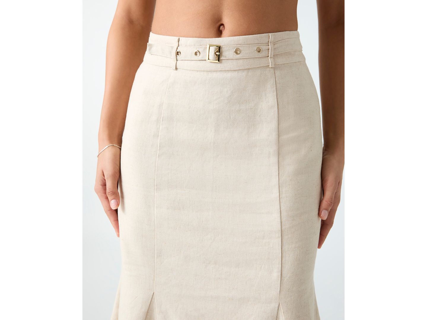 Женская юбка GUESS Ryan Floral Linen-Blend Midi, цвет: Сланцевый разноцветный — фото 3