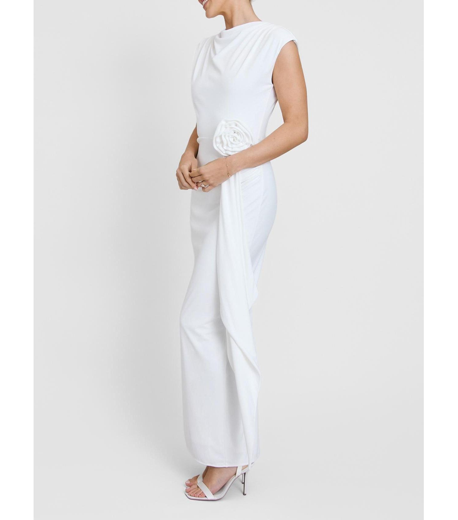 Women's Cap Sleeve Corsage Stretch Dress