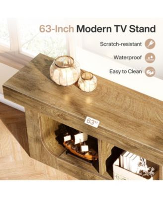 TV Stand for 70-Inch TVs, 63-Inch Entertainment Center with Storage Shelf