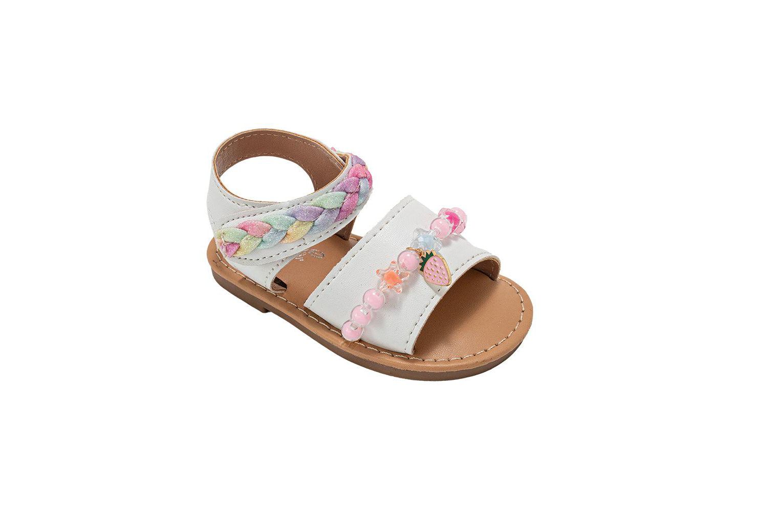 Big Girls Girl's Fashion Sandals - Dressy Shoes with Glitter Braid and Bracelet Accent