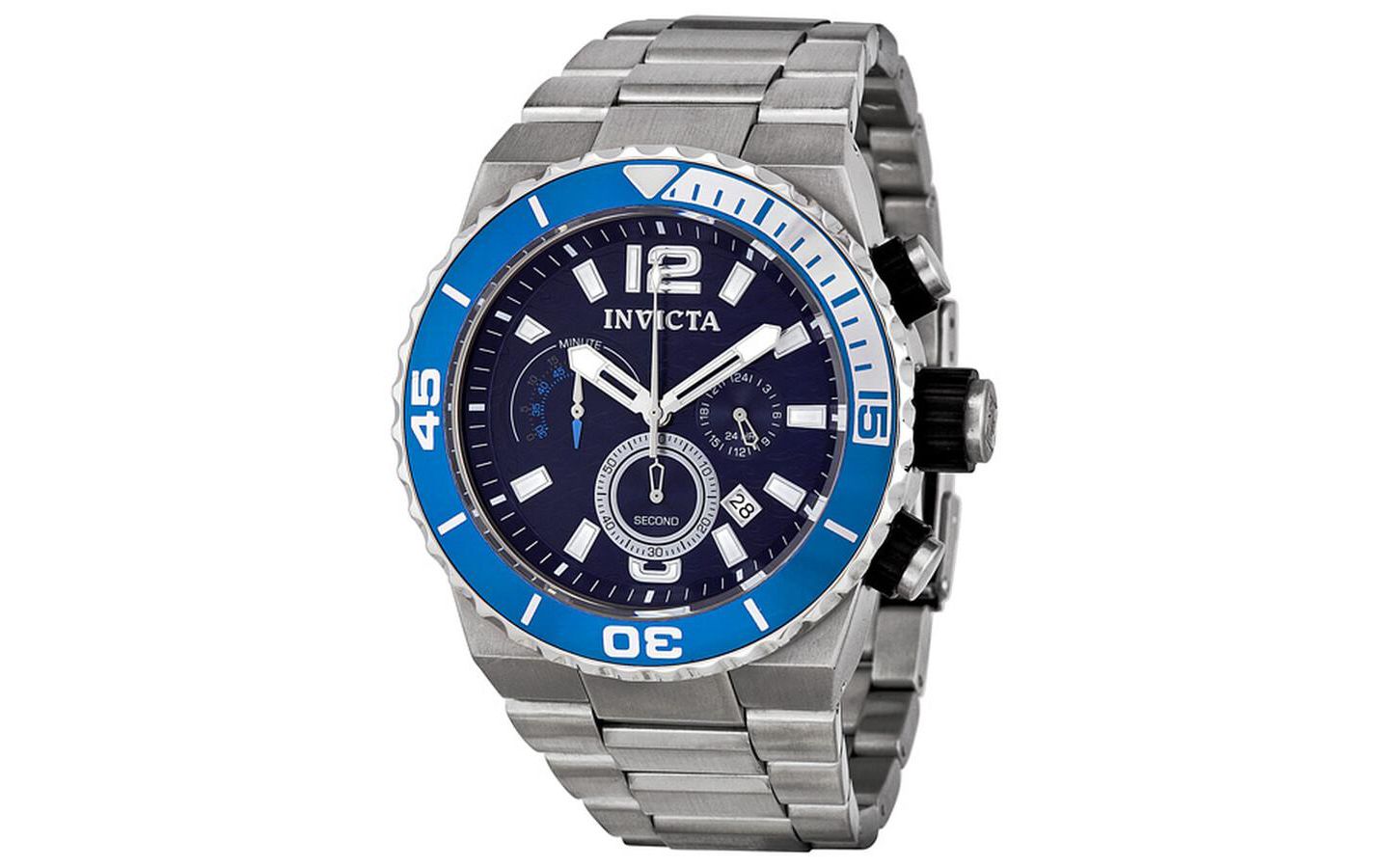 Мужские часы Invicta 1342 Pro Diver Quartz Blue Dial, цвет: Серебряный — фото 1