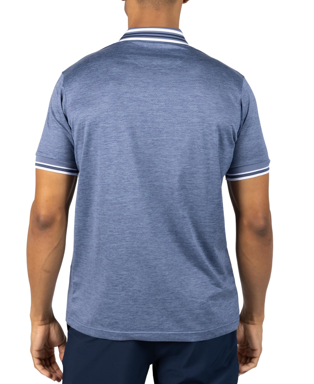 Tailorbyrd Men's Quarter Zip Mesh Performance Polo with Stripe Tipping