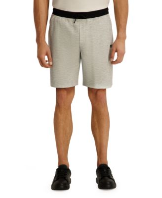 Men's Striped Waffle Drawstring Short with Leather Logo Patch