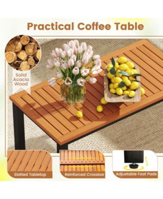 4 Piece Outdoor Furniture Set w/Coffee Table Loveseat and 2 Single Chairs for Porch