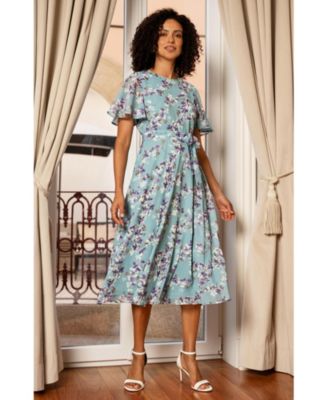 Women's Blossom Print Midi Skater Dress