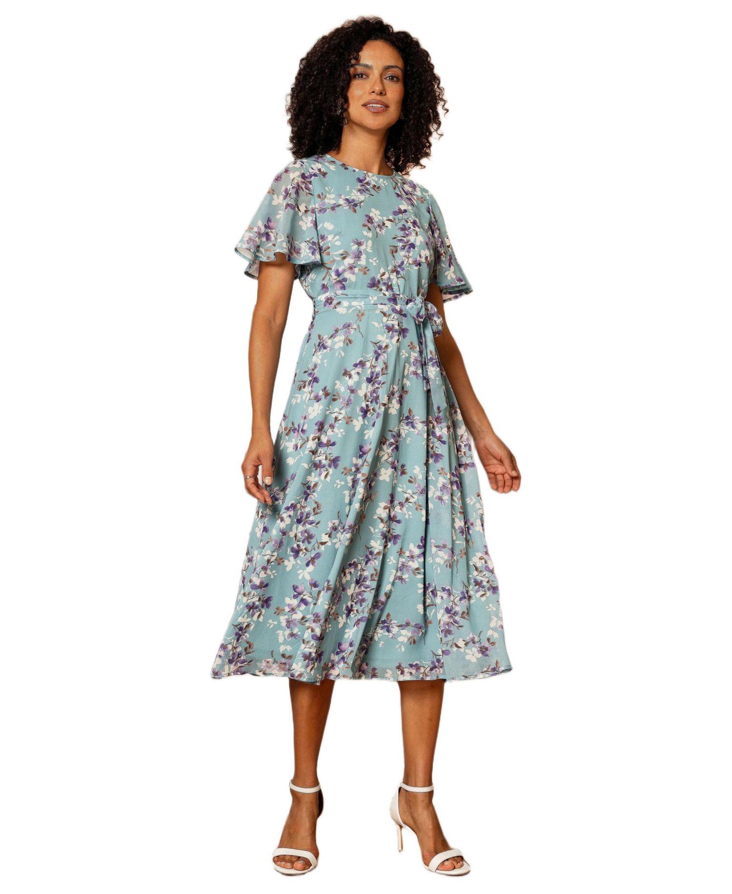 Women's Blossom Print Midi Skater Dress