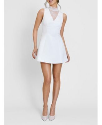 Women's Lace High Neck A-line Mini Dress