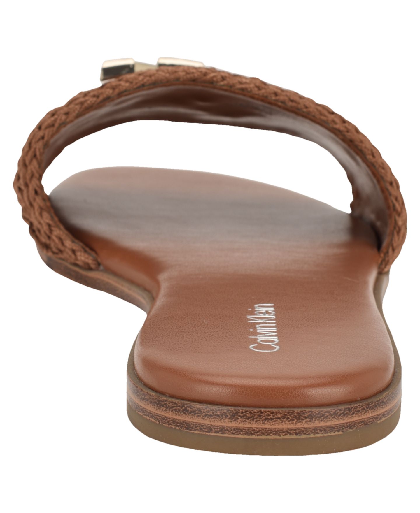 Женские сандалии Calvin Klein Kamine Woven Logo Flat Slip-On, цвет: Тёмный натуральный — фото 3