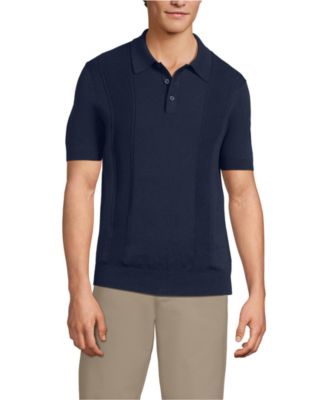 Men's Short Sleeve Vertical Rib Button Down Sweater Polo