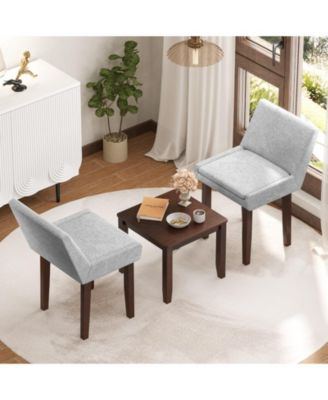 Modern Dining Chair Set of 2 w/ Mid Back and Cushioned Seat Solid Wood Legs